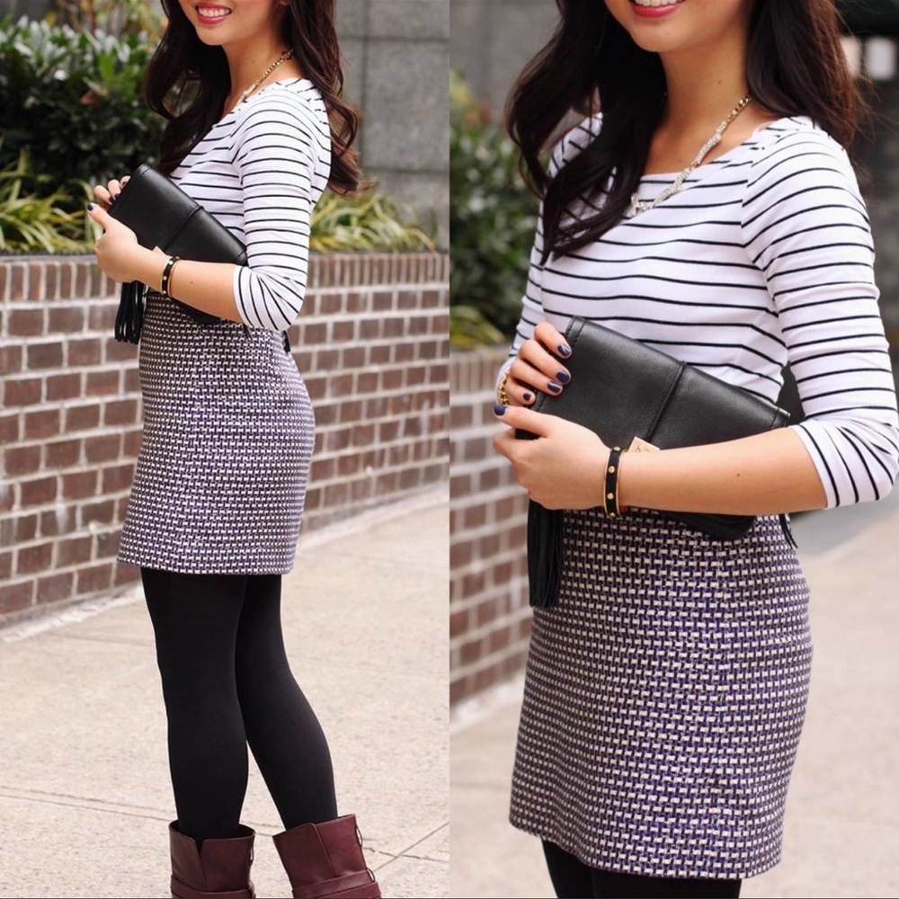 J. Crew Postage Stamp Blue Purple Tweed Metallic Mini Skirt